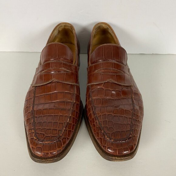 Gravati for Wilkes and Bashford Shoes Mens 9 M Brown Crocodile Wilson Dean Italy - Picture 4 of 16